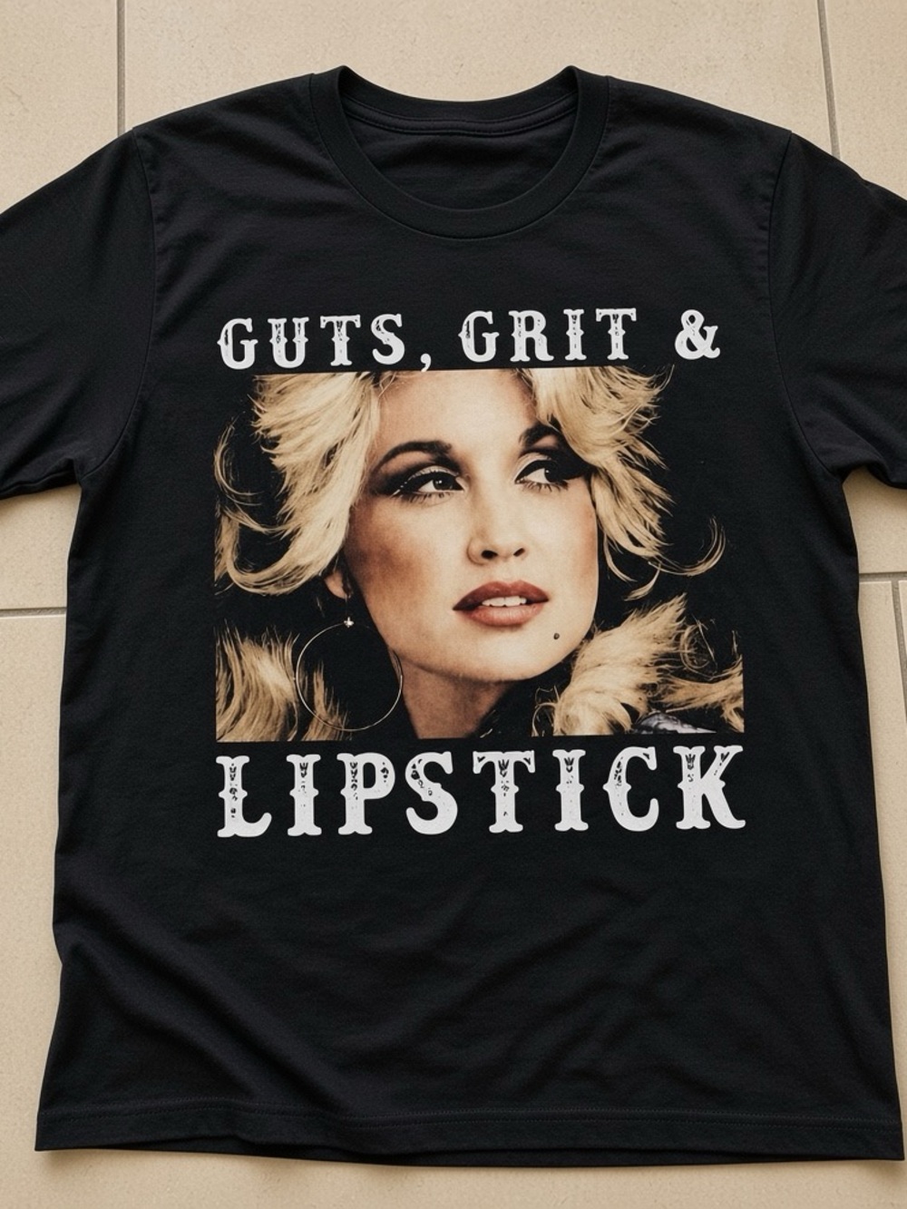 Dolly Parton Guts Grit Lipstick Graphic T-shirt